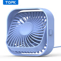 Topk-Mini ventilador de mesa USB portátil, ventilador de mesa, fluxo de ar fort