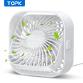 Topk-Mini ventilador de mesa USB portátil, ventilador de mesa, fluxo de ar fort